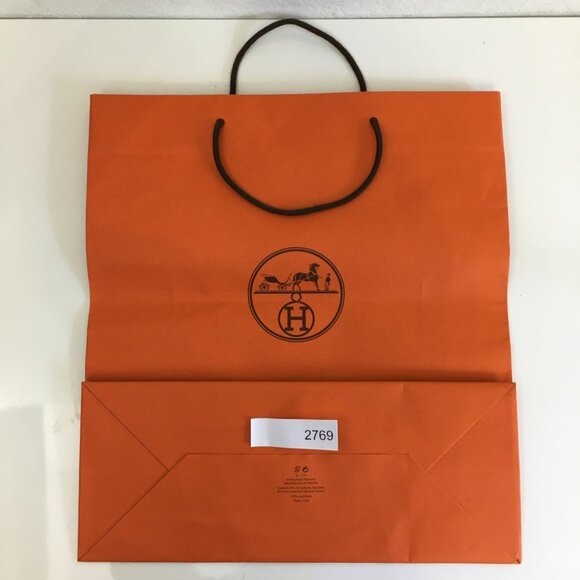 Hermes Shopping Bag 18" x 16" x 6.5" X-Large Orange Paper Gift Bag Authentic - Picture 15 of 15